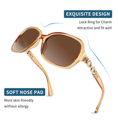FEISEDY Women Polarized Sunglasses 100% UV400 Vintage Square Sun Glasses Outdoor Driving Fashion Shades for Women B2526