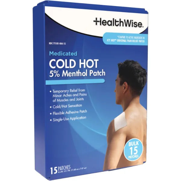 HealthWise 5% Menthol Cold Hot Medicated Patch, 15 Count