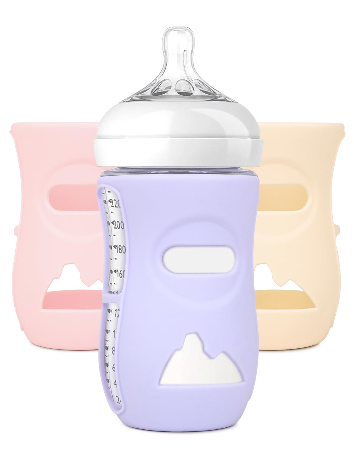 LOTBILL 3 Pack Silicone Sleeves for Avent Natural Glass Baby Bottles, Protection and Insulation, Glass Baby Bottle Sleeve Compatible with Avent Glass Bottles 8 oz, Dishwasher Safe, BPA Free