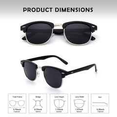 GQUEEN Classic Horn Rimmed Semi Rimless Polarized Sunglasses for Men Women GQO6