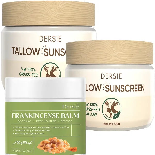 Dersie Natural Care Bundle: Beef Tallow Sunscreen (Pack of 2) + Frankincense Balm