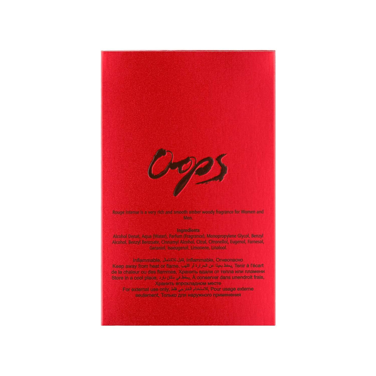 Oops Eau De Parfum - Rouge Intense | Premium Oriental Woody Scent | Unisex Perfume | Long Lasting Fragrance | Luxury Perfume For Men & Women | Ideal Gift For Men & Women | 100ml | Made in U.A.E