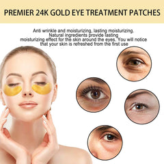 LaPalo Premier 24K Gold Eye Treatment Patches,Anti-aging Collagen Hyaluronic Acid Eye Mask, Diminish Dark Cirles, Wrinkles, Puffiness & Bags, Nourish Skin Care, Travel Size Travel Essentials - 60 pcs