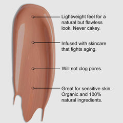 (Mocha) - BaeBlu Organic Aloe-Based LUX Liquid Foundation, Natural Vegan Gluten-Free Made in USA, Mocha