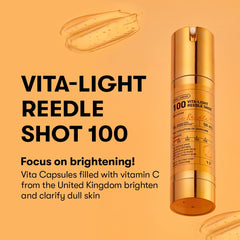 VT Cosmetics Vita-Light Reedle Shot 100 | Serum with Vitamin C Capsules, Vitamin E, Hydrating Care, Korean Skincare for Sensitive Skin 1.69Fl Oz(50ml)