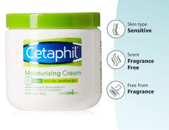 Cetaphil Moisturizing Cream for Dry/Sensitive Skin, Fragrance Free 16 oz