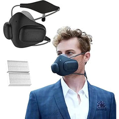 ATMOBLUE Face Mask - Dual Fan - Replaceable HEPA Filters - Adaptable Silicone Seal - 3 Speed Settings