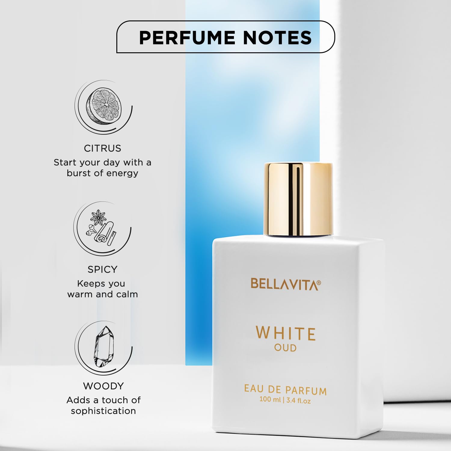 Bella Vita Luxury Organic White Oud Perfume for Men and Women Soft Oudh Long Lasting Fragrance Unisex - 100 ml