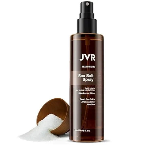 JVR Sea Salt Spray for Men Women, Texturizing and Volumizing Salt Spray, Organic, Light Hold & Natural Finish, Add Volume & Texture for Beach Waves & Curls with Heat Protection, 6.08 Fl Oz