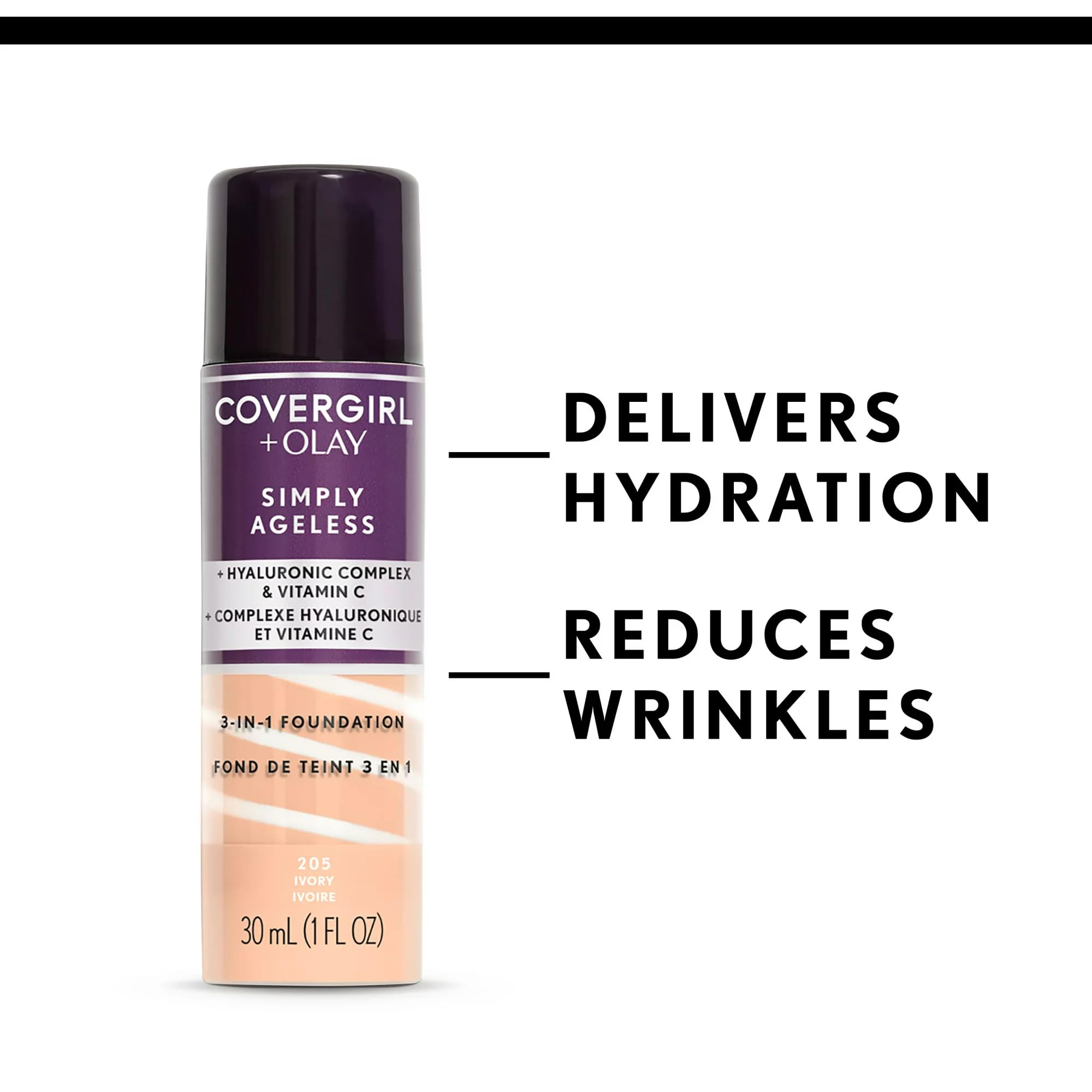 COVERGIRL+Olay Simply Ageless 3-in-1 Liquid Foundation - Ivory, 1 Ounce
