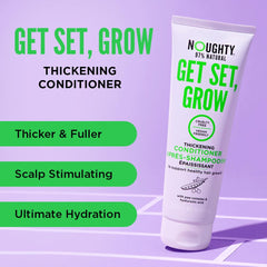 Noughty KMI Brands Get Set, Grow Hair Thickening Conditioner 250 ml, Green Robusta Coffee Beans & Piroctone Olamine to Optimise Scalp Health, Stimulate Roots & Promote Hair Growth, White