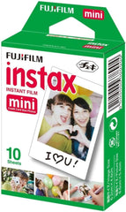 Fuji Instax Mini (Film) Plain - Single Pack For 12/11/9, Evo, 40, Liplay, Link, 90 Instant Cameras-10 Sheets Of 1, White Border