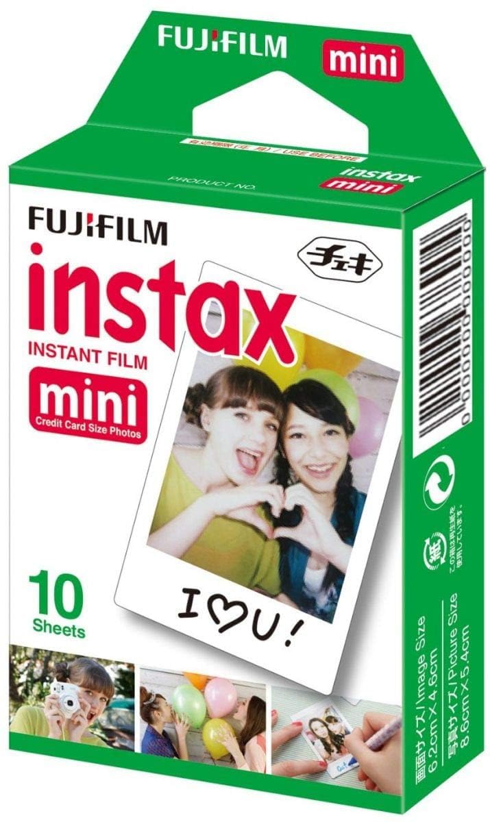 Fuji Instax Mini (Film) Plain - Single Pack For 12/11/9, Evo, 40, Liplay, Link, 90 Instant Cameras-10 Sheets Of 1, White Border