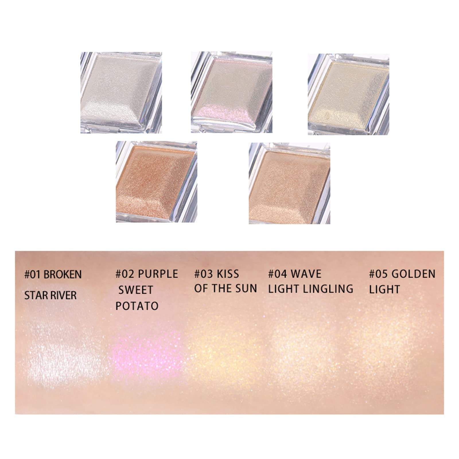 XTRANSF Highlighter Powder Palette, Shimmer Highlight Makeup, Face Illuminator Highlighter, Long Lasting Waterproof Bronzer Highlighter Powder