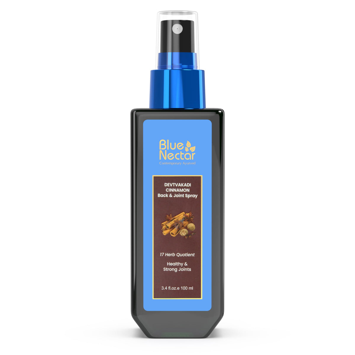 Blue Nectar Pain Spray with Clove & Cinnamon | Comfort for Back, Leg, Knee, Joint, Sports Injuries, and Muscle Discomfort | (17 Herbs, 100ml)