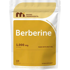 Micro Ingredients Berberine 1000mg with Mct Oil, 120 Softgels | Hci from Berberis Aristata | Non-GMO, Gluten Free, No Soy