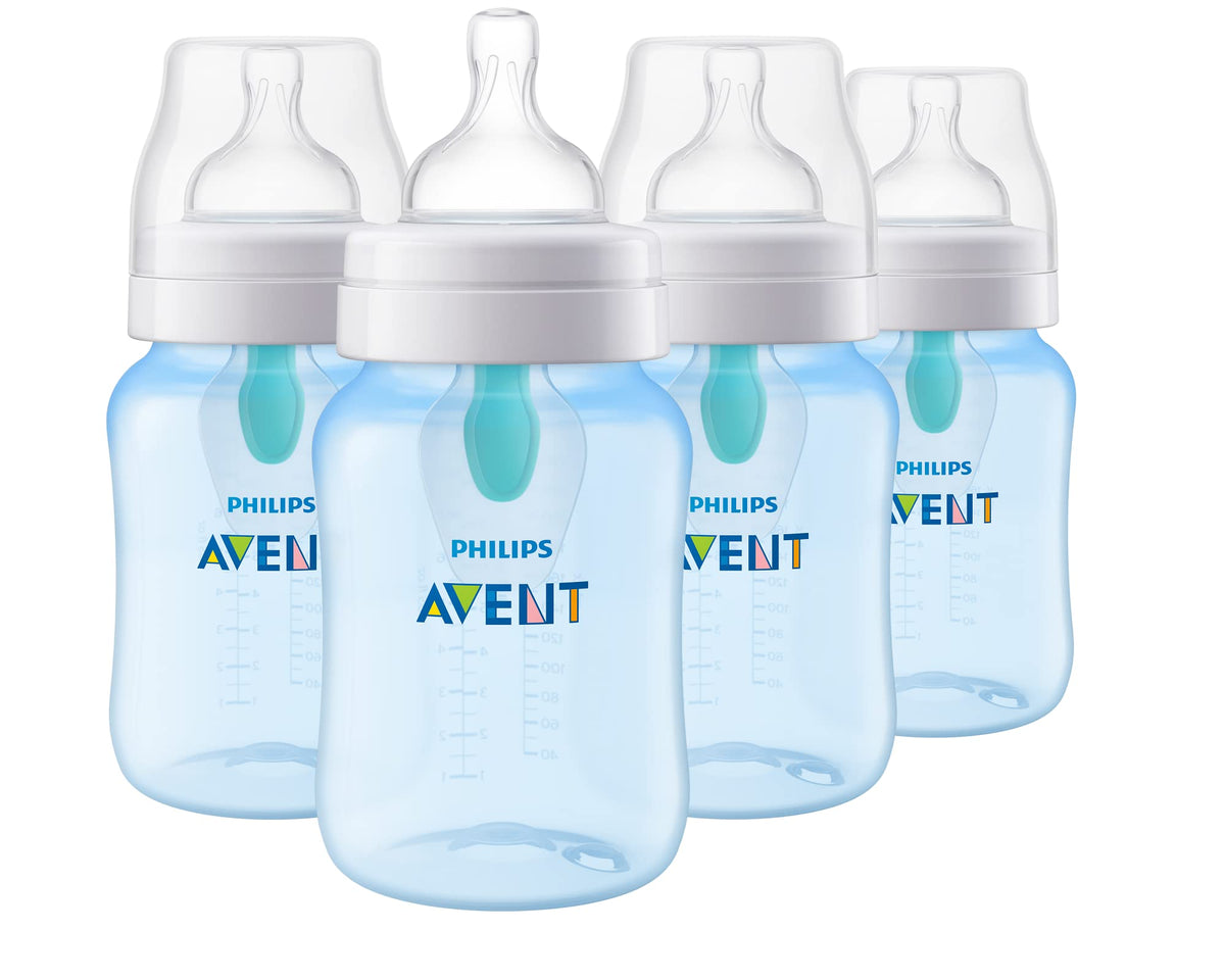 PHILIPS AVENT Anti Colic Bottle with AirFree Vent, 9oz, 4pk, Blue, SCY703/24, 4 Pack
