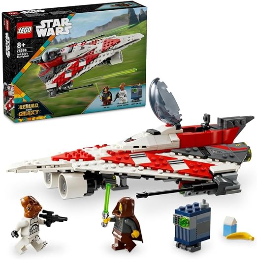 LEGO Star Wars Jedi Bob’s Starfighter Buildable Toy Vehicle for 8 Plus Year Old Boys & Girls, with 2 Character Minifigures and a Droid figure, Birthday Gift Idea for Kids and Fans 75388