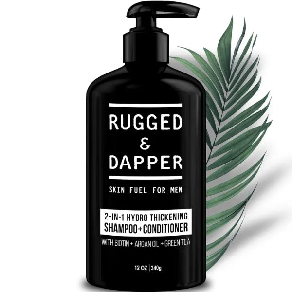 RUGGED & DAPPER 2-in-1 Mens Shampoo and Conditioner - Biotin Hair Thickening Shampoo for Men, SLS-free and Paraben-Free - 12oz