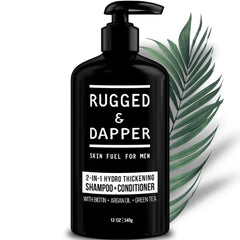RUGGED & DAPPER 2-in-1 Mens Shampoo and Conditioner - Biotin Hair Thickening Shampoo for Men, SLS-free and Paraben-Free - 12oz