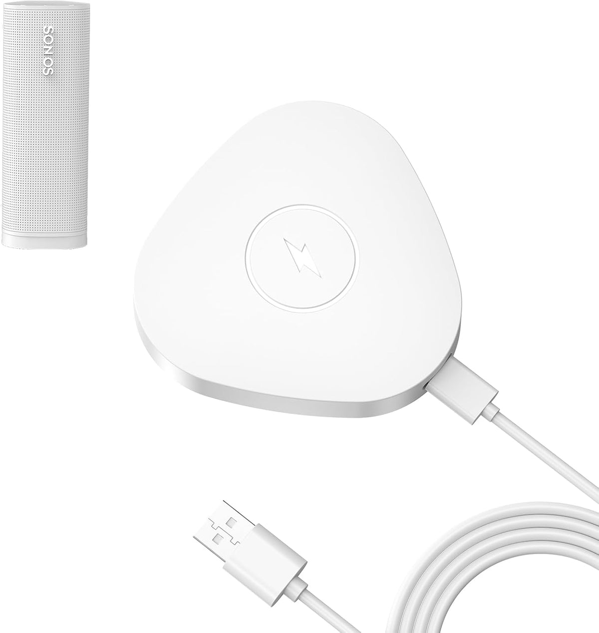 ROUNKIN Wireless Charger Compatible with Sonos Roam Gen 2nd/1st, Magnetic Charging Base, Power up Charging Dock for Portable Bluetooth Speaker for Sonos Roam SL(White)