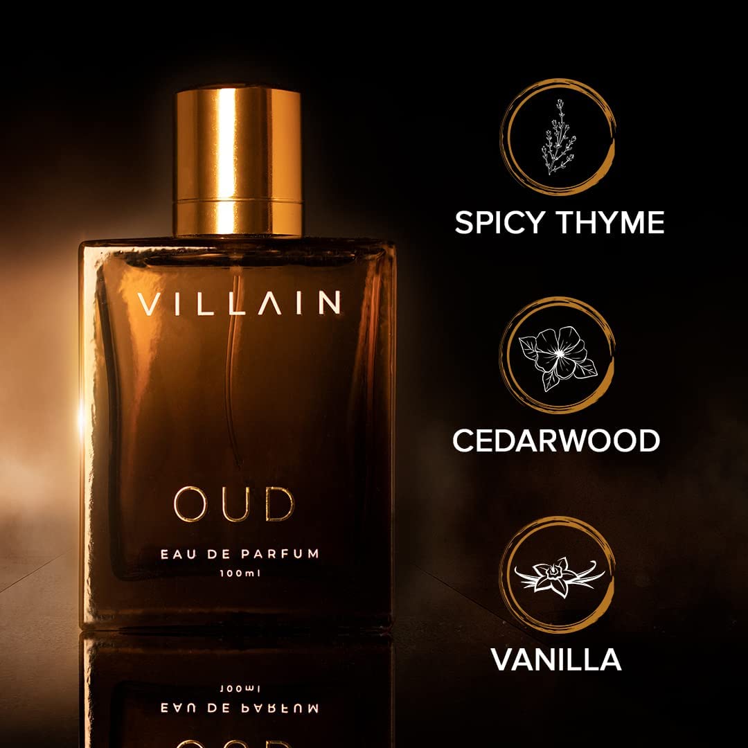 Villain Oud Perfume for Men, Eau De Parfum (EDP) For Men, 100ml, Gift For Men, Premium Luxury Perfume, Mens Fragrance with Sandal, Rich Amber, Cedarwood, Patchouli