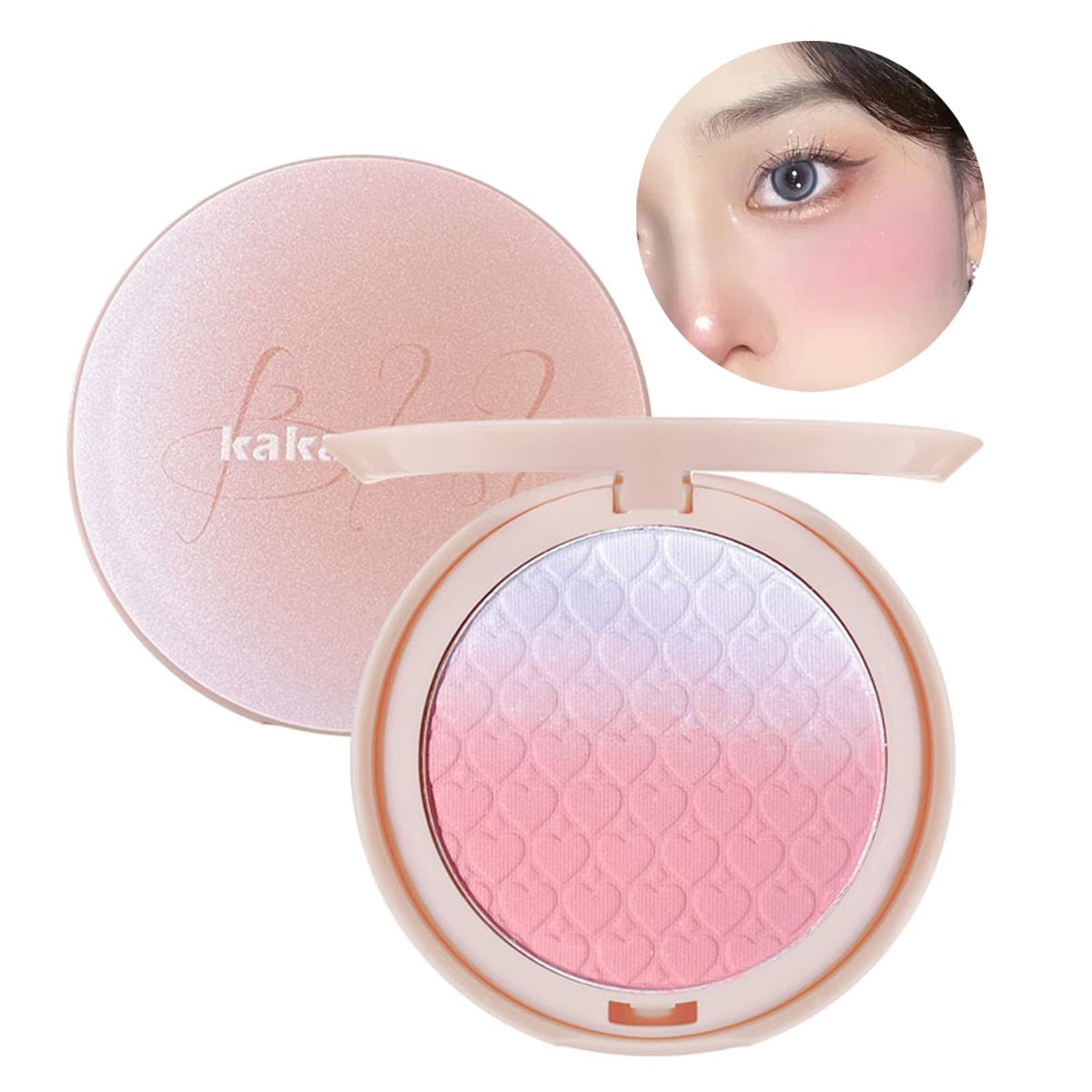 SYOSI Face Matte Pressed Powder Blush, Lasting Lightweight Blendable Soft Gradient Blush Highlighter, Natural-Looking Highly Piamented Facial Contour Highlight Gradient Blush Powder Makeup