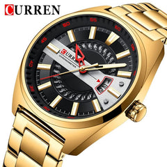 CURREN Men's Quartz Sports Brand Luxury Business Waterproof Automatic Date Stainless - GOLD
