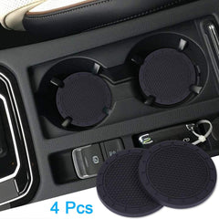 ELECDON Car Coasters, ELECDON PVC Car Cup Holder Insert Coaster, Anti Slip Universal Vehicle Interior Accessories Cup Mats for Men or Women (7 CM Diameter, Black, 4 Pack)