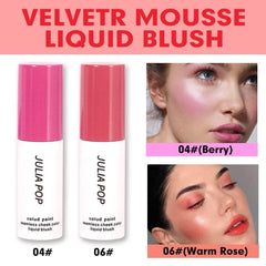 Velvet Blendable Liquid Soft Blush Beauty Wand for Cheek & Lips - Berry & Warm Rose (2 Pack)