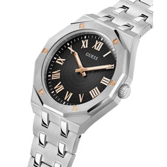 GUESS Silver-Tone Sunburst Analog Watch