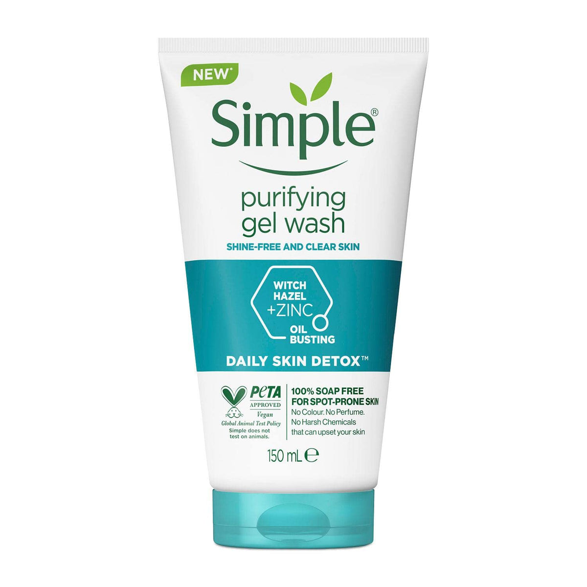 Simple Daily Skin Detox Purifying Facial Wash, Deep Clean Dirt, Oil and Makeup Without Over-Drying - 150ml