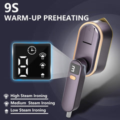 ENYEE Travel Steamer Iron for Clothes - 1200W Handheld Size Portable Travel Steamer, 3 Steam Levels Clothes Steamer with LCD Screen, 10S Fast Heat-up Steamer for Dress Shirt Home Travel (Purple)