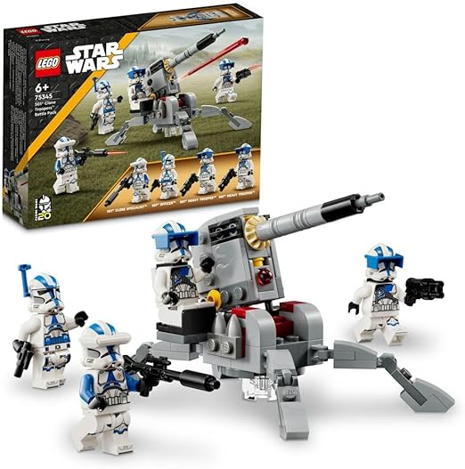 LEGO 75345 Star Wars 501st Clone Troopers Battle Pack Set, Buildable Toy with AV-7 Anti Vehicle Cannon and Spring Loaded Shooter plus 4 Characters