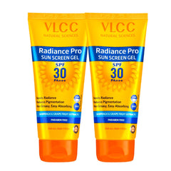 VLCC Sunscreen Gel SPF 30 PA+++ by Radiance Pro, 50g x 2 (Pack of 2) | UVA/UVB Protection | Non-Greasy Anti-Pigmentation Sunscreen | Helps Smooth Skin