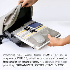 Beblau FOLD Portable Electronic Organizer attachable to your Devices | Desktop Organizer Office, Home & School | Working from Home Solution | Laptop accessories | Backpack Insert | BIRTHDAY GIFT BLUE