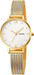 SKMEI Women Luxury Brand Diamond Quartz Ladies Stainless Steel Watch Gold 1874