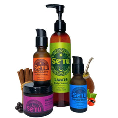 Setu Complete Skincare Set for Men | 4-Piece Gift Set with Cleanser, Vitamin C Serum, Retinol Moisturizer & Eye Cream | Latin American Ingredients | Cleanse, Brighten, Hydrate & Renew | AM/PM Routine