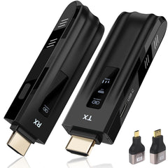 PFUTURE Wireless HDMI Transmitter and Receiver 2025 – 4K Decode & 1080P Output, LED Display, Plug & Play Wireless HDMI Extender 2.4G/5G for PC, Laptop, Camera, HDTV, Projector, TV Box