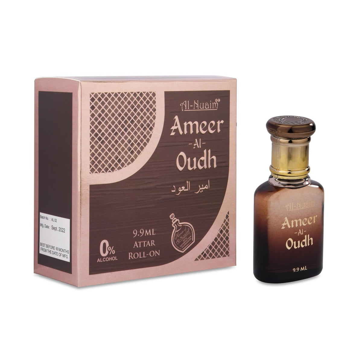 Al-Nuaim Alcohol Free Attar Roll On - 9.9ml | Exquisite & Long Lasting Fragrance (Pack of 2-9.9ml Each, Ameer Al Oudh)