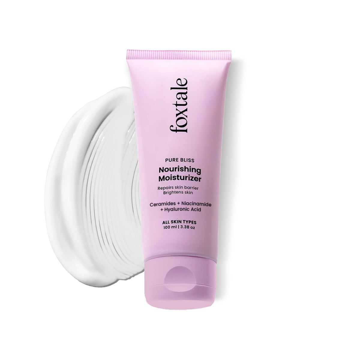 FoxTale Nourishing Ceramide Face Moisturizer with Niacinamide for 100 Hr Hydration, Lightweight & Non-Sticky, For Soft & Glowing Skin, Men & Women, All Skin Types, 100 ml