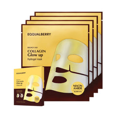 Ecoberry Glow Collagen Mask - Niacinamide & Low Molecular Collagen to Brighten & Boost Radiance | Korean Collagen Face Mask for Glass Skin | Mother's Day Gifts, 4 Sheets, 1.01 oz