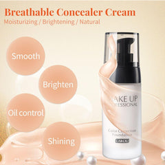 BB Cream Foundation Bare Makeup Concealer Light/Medium Skintones for Face Moisturizer Cover Up Skin Flaw Isolation Dust UV(Ivory)