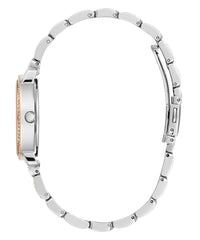 GUESS Women's 30mm Watch - Two-Tone Bracelet White Dial Two-Tone Case