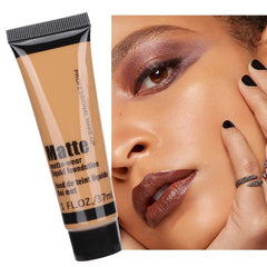 Matte + Liquid Foundation Makeup, 37ml Moisturizing Concealer Liquid Foundation Makeup Oil Control Face Foundation for Dark Skin