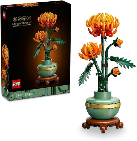 LEGO Icons Chrysanthemum Flower Building Set, Creative Model Kit for Adults to Build, Artificial Plant Gift for Women, Men, Her or Him, Home Office Decor Display from the Botanical Collection 10368