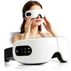 ZZR SEVEN Eye Massager with Heat, Eye Mask, Sleep Mask | Birthday Gifts for Women Men, Heated Eye Mask, Sleep Mask For Eye Care Relax Strain Relief Stye Eye Improve Sleep (White)