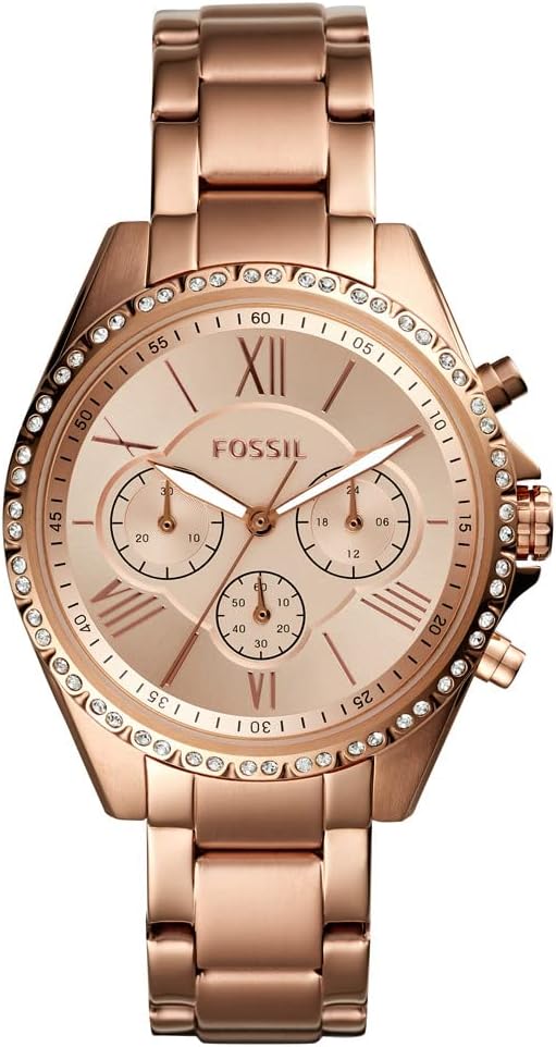 Fossil Womens Modern Courier Stainless Steel Watch Bq3377, Rose Gold