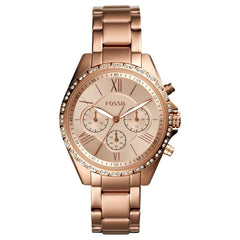 Fossil Womens Modern Courier Stainless Steel Watch Bq3377, Rose Gold