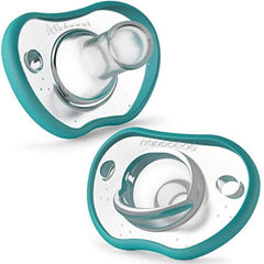 NANOBÉBÉ Baby Pacifiers 0 3 Month Orthodontic, Curves Comfortably with Face Contour, Award Winning for Breastfeeding Babies, 100% Silicone BPA Free. Perfect Baby Registry Gift 2pk, Teal